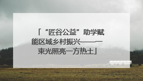 “匠谷公益”助学赋能区域乡村振兴——一束光照亮一方热土
