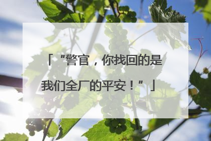 “警官，你找回的是我们全厂的平安！”