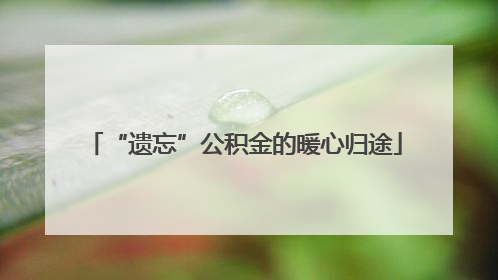 “遗忘”公积金的暖心归途