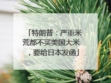 特朗普：严重米荒都不买美国大米，要给日本发函