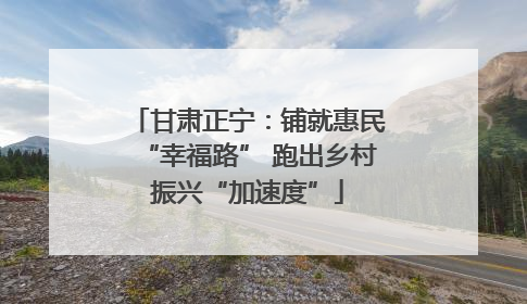 甘肃正宁：铺就惠民“幸福路” 跑出乡村振兴“加速度”
