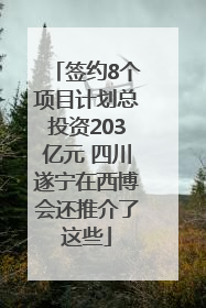 签约8个项目计划总投资203亿元 四川遂宁在西博会还推介了这些