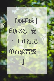 羽毛球｜印尼公开赛：王正行男单首轮晋级
