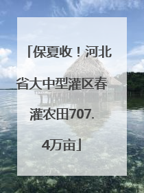 保夏收！河北省大中型灌区春灌农田707.4万亩