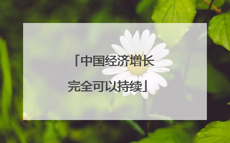 中国经济增长完全可以持续