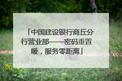 中国建设银行商丘分行营业部——密码重置暖，服务零距离