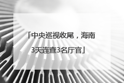 中央巡视收尾，海南3天连查3名厅官