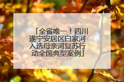 全省唯一！四川遂宁安居区白家河入选母亲河复苏行动全国典型案例