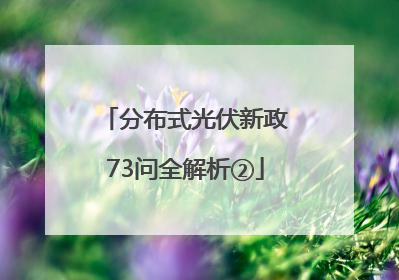 分布式光伏新政73问全解析②