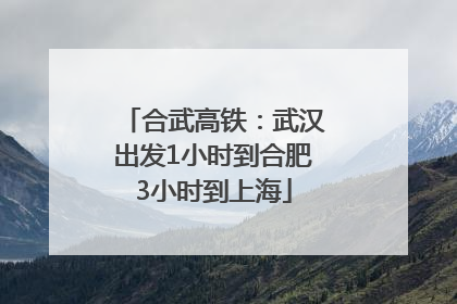 合武高铁：武汉出发1小时到合肥3小时到上海