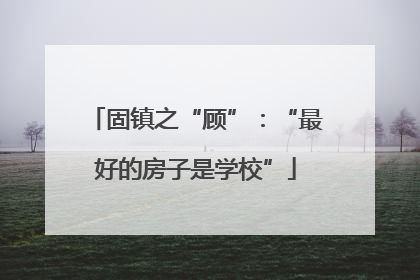固镇之“顾”：“最好的房子是学校”