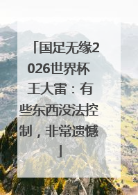 国足无缘2026世界杯 王大雷：有些东西没法控制，非常遗憾