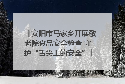安阳市马家乡开展敬老院食品安全检查 守护“舌尖上的安全”