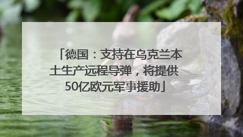 德国：支持在乌克兰本土生产远程导弹，将提供50亿欧元军事援助