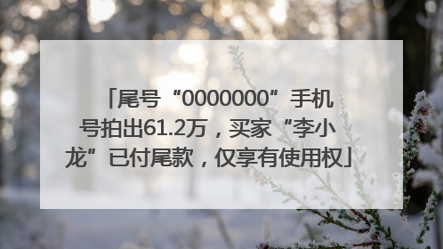 尾号“0000000”手机号拍出61.2万，买家“李小龙”已付尾款，仅享有使用权