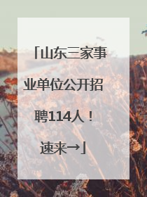 山东三家事业单位公开招聘114人！速来→
