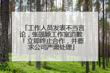工作人员发表不当言论，张靓颖工作室道歉！立即终止合作，并要求公司严肃处理