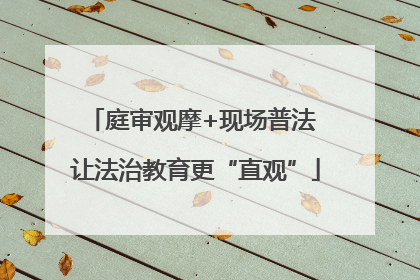 庭审观摩+现场普法 让法治教育更“直观”
