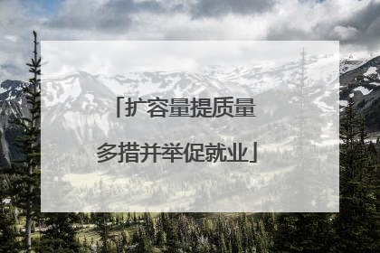 扩容量提质量 多措并举促就业