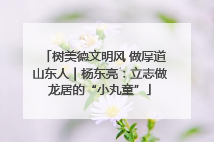 树美德文明风 做厚道山东人｜杨东亮：立志做龙居的“小丸童”