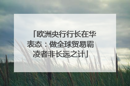欧洲央行行长在华表态：做全球贸易霸凌者非长远之计