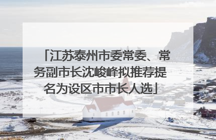 江苏泰州市委常委、常务副市长沈峻峰拟推荐提名为设区市市长人选