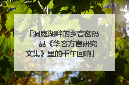 洞庭湖畔的乡音密码——品《华容方言研究文集》里的千年回响