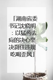 湖南省委书记沈晓明：以猛药去疴的决心坚决刹住违规吃喝歪风