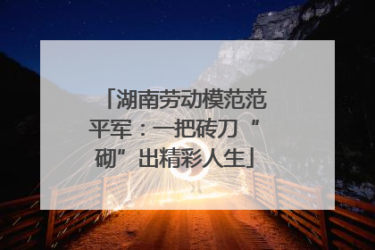 湖南劳动模范范平军：一把砖刀“砌”出精彩人生