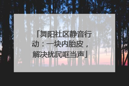 舞阳社区静音行动：一块内胎皮，解决扰民哐当声