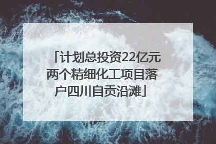 计划总投资22亿元 两个精细化工项目落户四川自贡沿滩