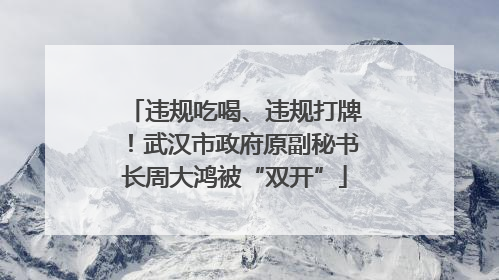 违规吃喝、违规打牌！武汉市政府原副秘书长周大鸿被“双开”