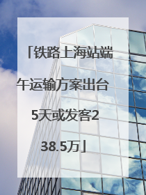 铁路上海站端午运输方案出台 5天或发客238.5万