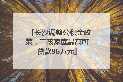 长沙调整公积金政策，二孩家庭最高可贷款96万元