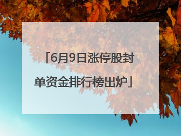 6月9日涨停股封单资金排行榜出炉